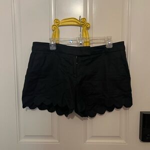 J. Crew Black High Waist Scalloped Hem Shorts linen blend